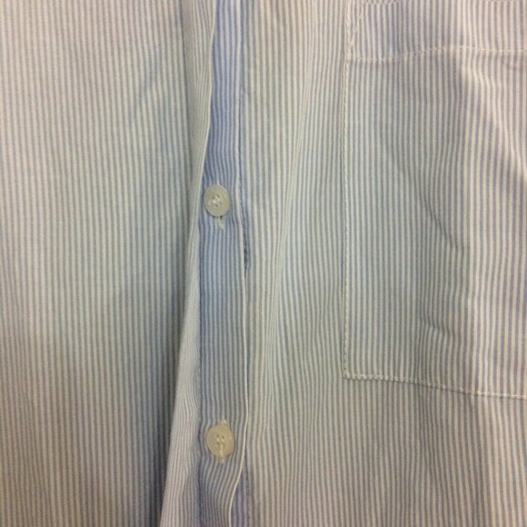 Promod Women Blue White Pinstripe Long Sleeve Button-Down Dress Shirt Long Sz 6 - Picture 4 of 11